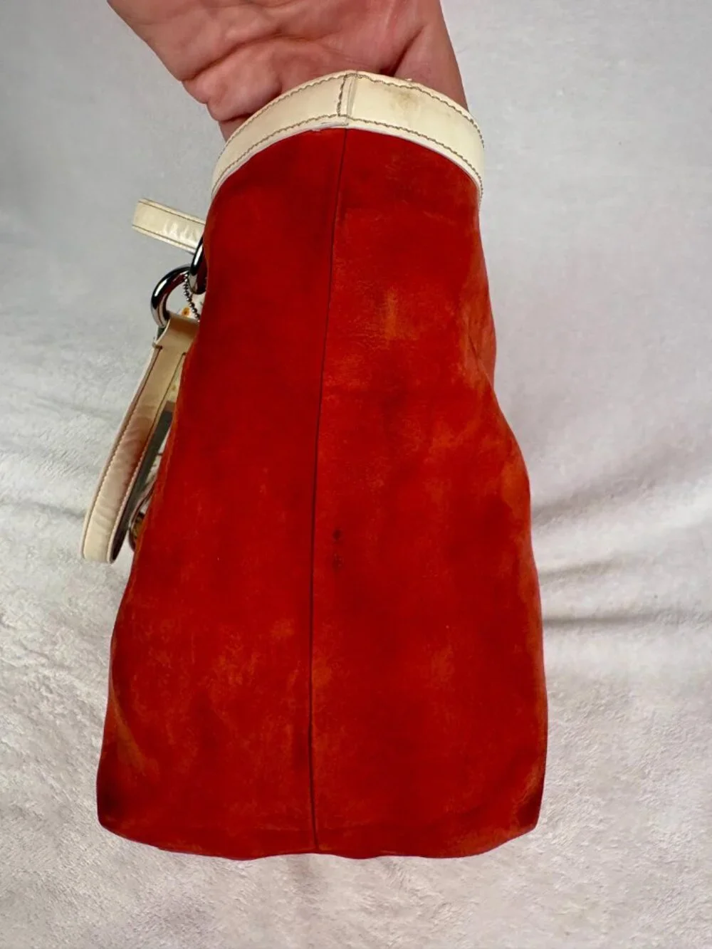 Coach Rare Vintage Hamptons Vermilion Suede Tote with Scarf